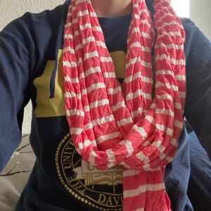 Pink and White Striped Scarf